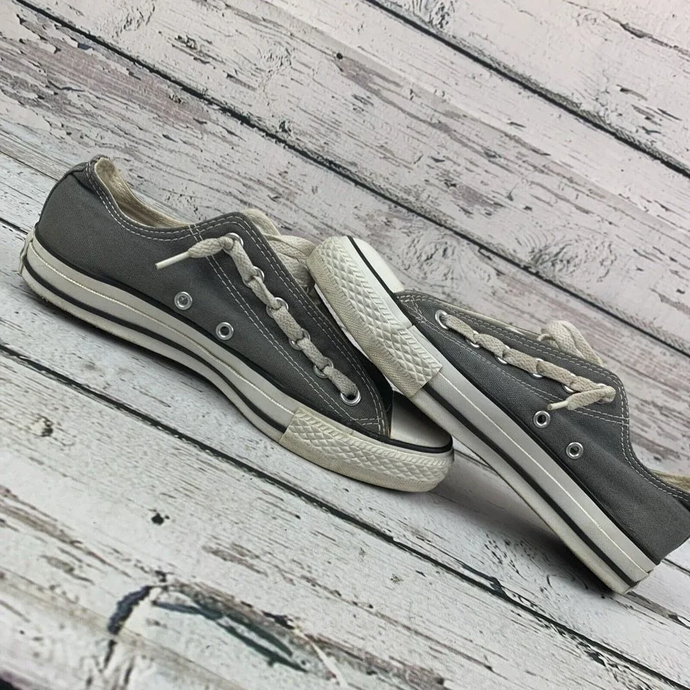 Converse [Size‎ Women's 7 Men's 5] Low Top Gray Canvas Sneakers Lace Up - Picture 6 of 10